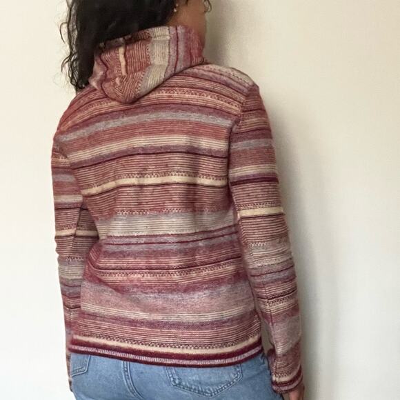 Reusch Meltex Knit Hoodie Top Small Red Multicolor Striped Gorpcore Cabincore - Picture 2 of 9